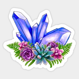 Blue Crystal and Colorful Succulents Sticker